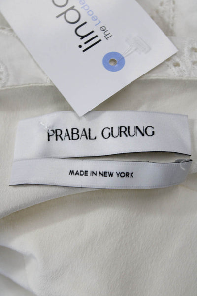 Prabal Gurung Womens Maxi Sundress White Cotton V-Neck Paisley Zip Size 0