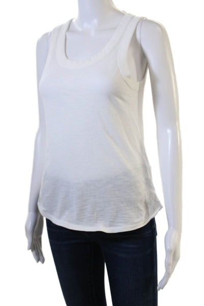 Madewell Women White Basic Tank 100% Cotton Round Neck Size S