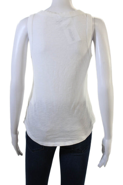 Madewell Women White Basic Tank 100% Cotton Round Neck Size S