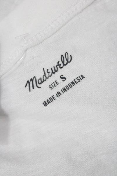 Madewell Women White Basic Tank 100% Cotton Round Neck Size S