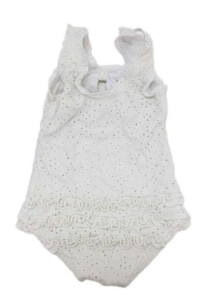 Janie and Jack Girls Battenberg Lace Slip-On Swimsuit White Size 18-24M
