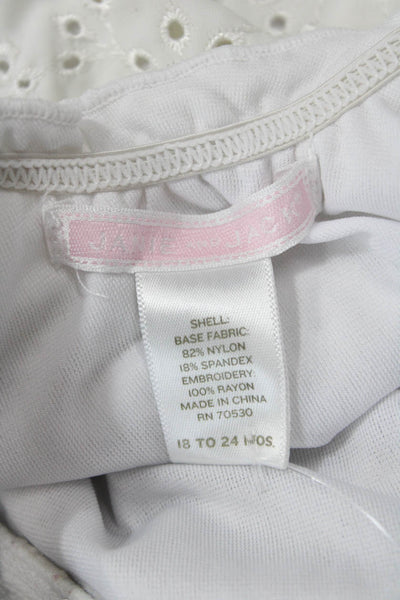 Janie and Jack Girls Battenberg Lace Slip-On Swimsuit White Size 18-24M