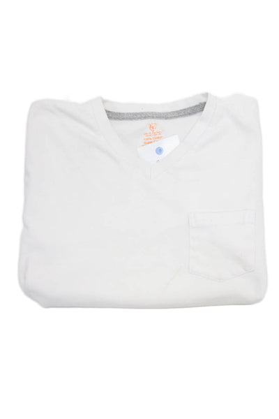 Leo & Zachary Boys Cotton V-Neck Short Sleeve T-Shirt White Size S