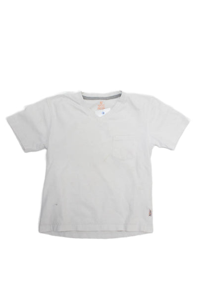 Leo & Zachary Boys Cotton V-Neck Short Sleeve T-Shirt White Size S