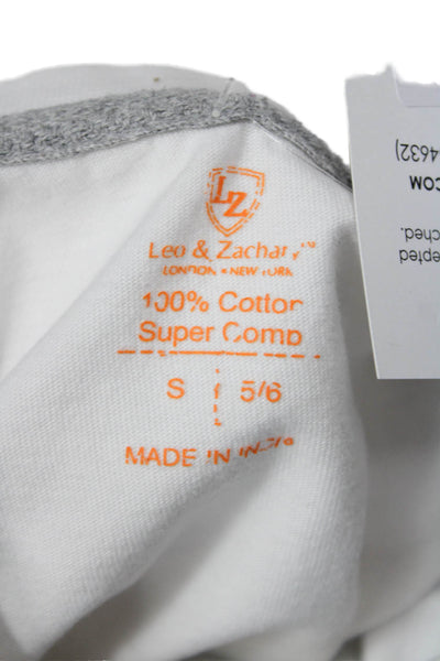 Leo & Zachary Boys Cotton V-Neck Short Sleeve T-Shirt White Size S