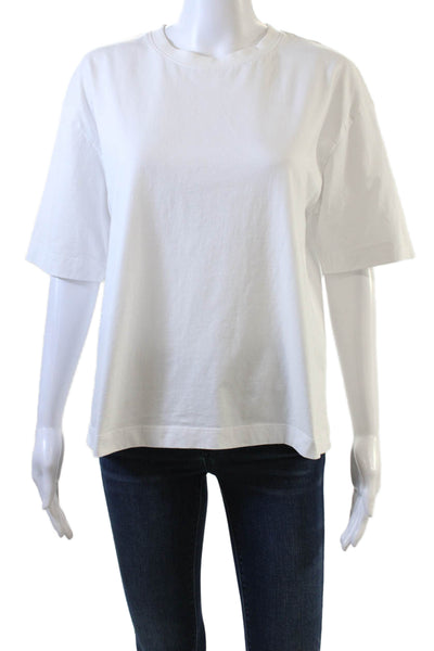 Zara, Womens Basic Jersey T-Shirt White Cotton Crew Neck Short Sleeve Size M