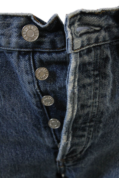 Agolde Women Cropped Mom Jeans Dark Blue Mid Rise Button Fly Size 24