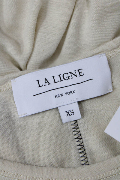 La Ligne Women Beige Jersey T-Shirt Crew Neck Short Sleeve Size XS