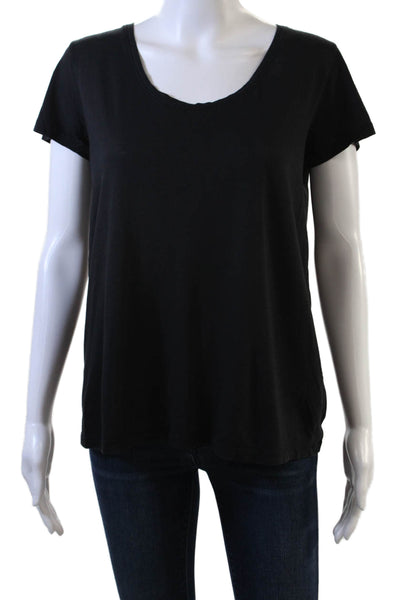 Vince Women Jersey T-Shirt Black Round Neck Short Sleeve Size S