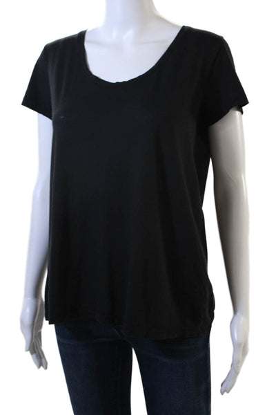 Vince Women Jersey T-Shirt Black Round Neck Short Sleeve Size S