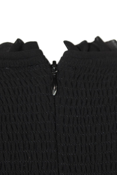 Wilfred Women Cropped Black Long Sleeve Blouse Zip Crew Neck Size M