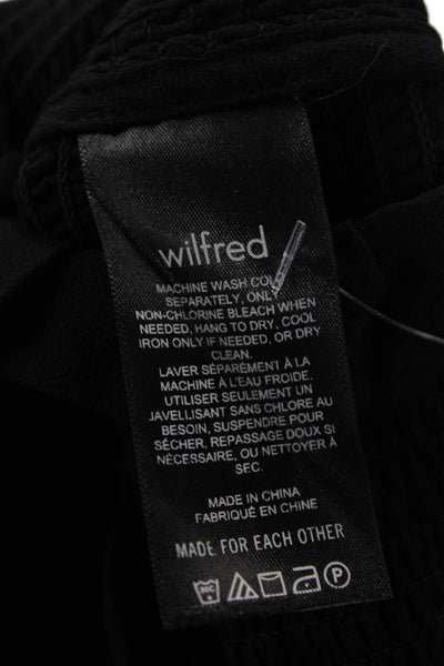 Wilfred Women Cropped Black Long Sleeve Blouse Zip Crew Neck Size M