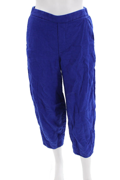Madewell Womens Linen Pull On High Rise Pants Blue Size Extra Small