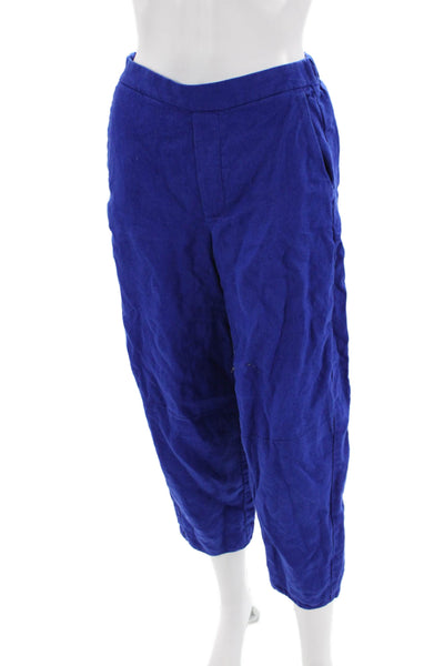 Madewell Womens Linen Pull On High Rise Pants Blue Size Extra Small