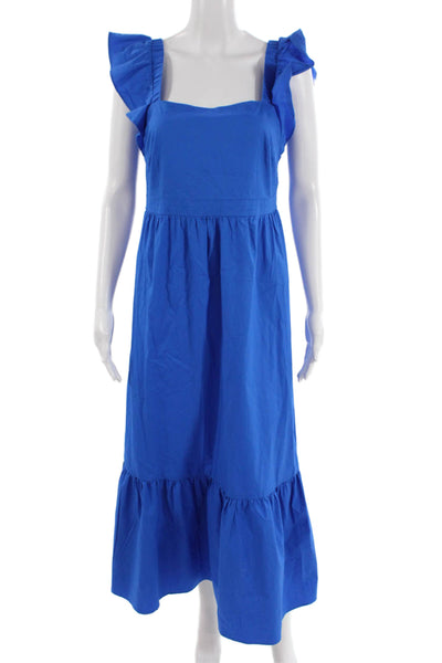 London Times Women Maxi Sundress Square Neck Blue Zip Size 6