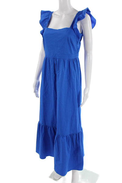 London Times Women Maxi Sundress Square Neck Blue Zip Size 6