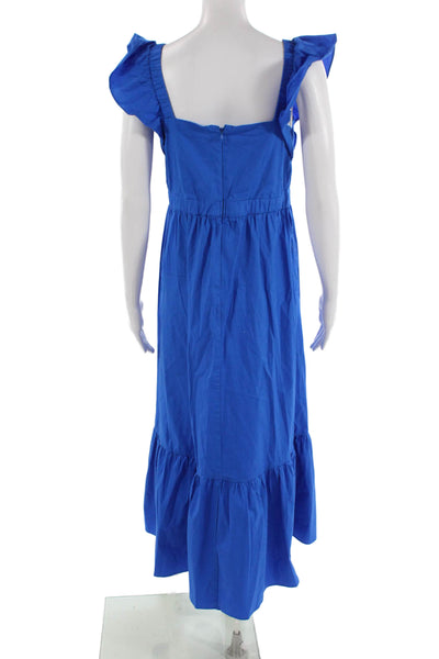 London Times Women Maxi Sundress Square Neck Blue Zip Size 6