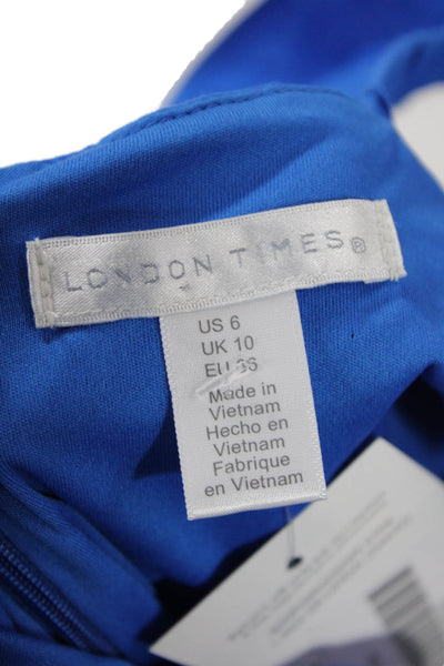 London Times Women Maxi Sundress Square Neck Blue Zip Size 6