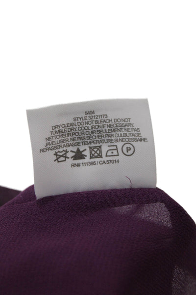 Tory Burch Women Purple Silk Floral Tunic Long Sleeve Round Neck Size 10