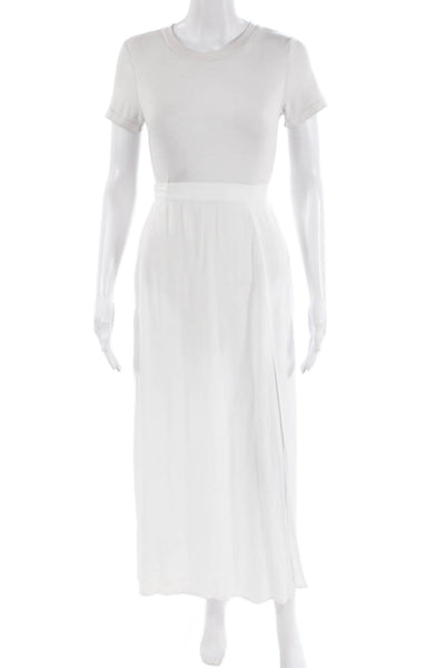 The Shore Line Womens Solid Elastic Waist Maxi Skirt White Size 0