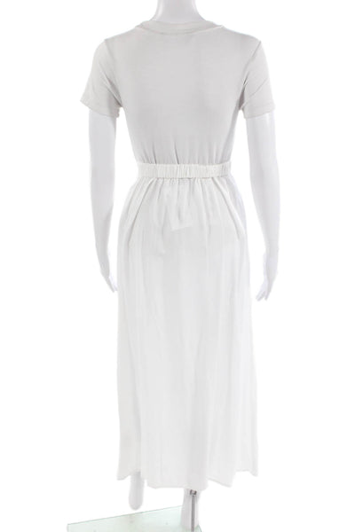 The Shore Line Womens Solid Elastic Waist Maxi Skirt White Size 0