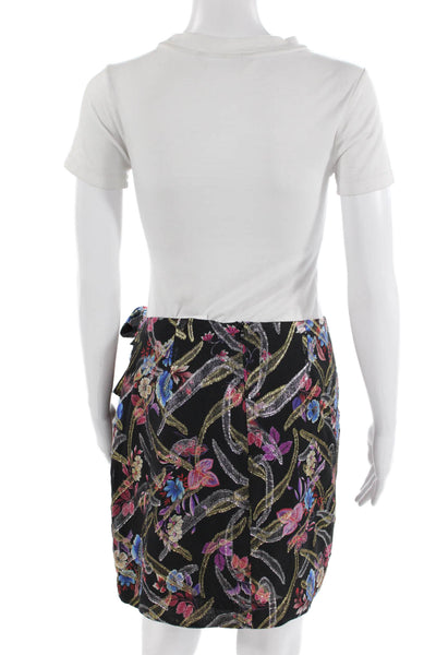 Pinko Womens Metallic Silk Floral Print Mini Skirt Multicolor Size 10