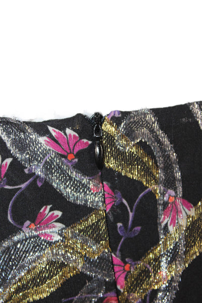 Pinko Womens Metallic Silk Floral Print Mini Skirt Multicolor Size 10