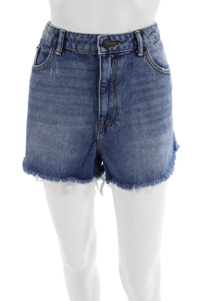Zara Womens Five Pocket High-Rise Cut Off Denim Shorts Blue Size 12
