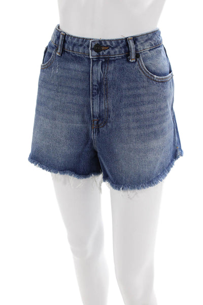 Zara Womens Five Pocket High-Rise Cut Off Denim Shorts Blue Size 12