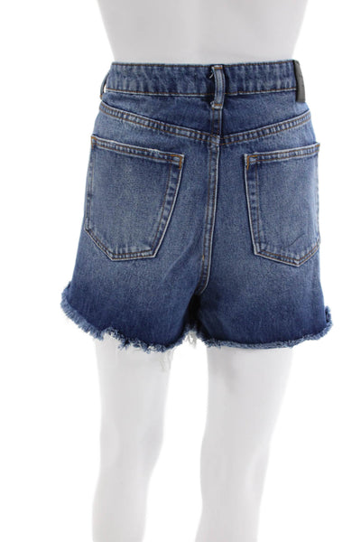 Zara Womens Five Pocket High-Rise Cut Off Denim Shorts Blue Size 12