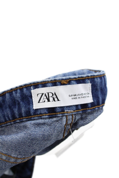 Zara Womens Five Pocket High-Rise Cut Off Denim Shorts Blue Size 12