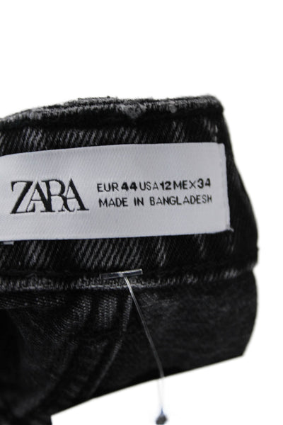 Zara Womens Five Pocket High-Rise Cut Off Denim Shorts Black Size 12