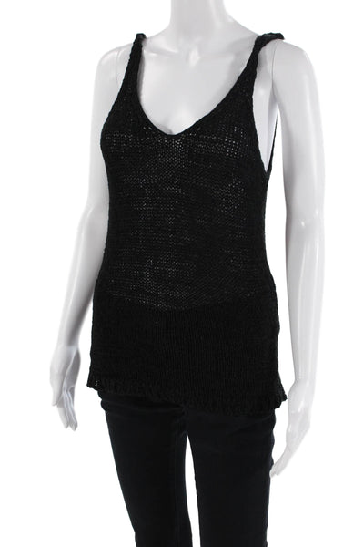 Natacha Womens Camisole Black V-Neck Bohemian Size S
