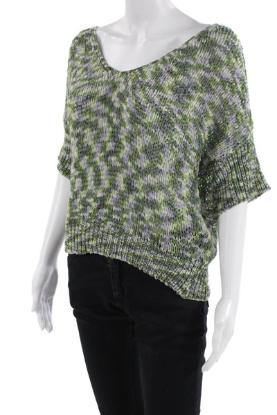 Natacha Unisex Pullover Sweater V-Neck Camouflage Green Short Sleeve Size S
