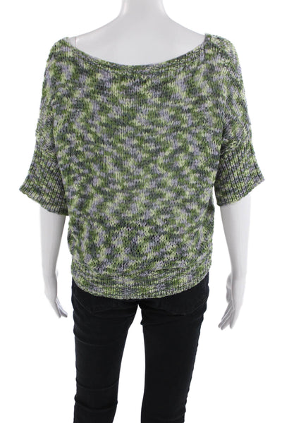Natacha Unisex Pullover Sweater V-Neck Camouflage Green Short Sleeve Size S