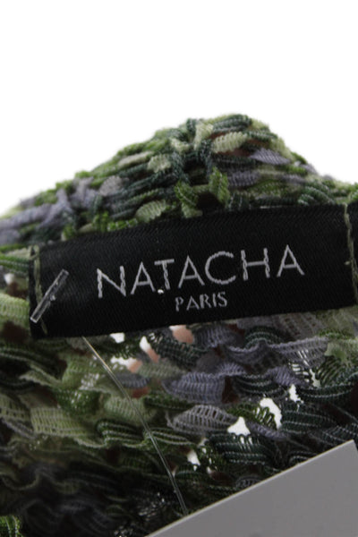 Natacha Unisex Pullover Sweater V-Neck Camouflage Green Short Sleeve Size S