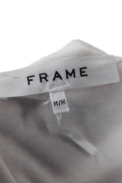 Frame Women Basic White Crewneck 3/4 Sleeve T-Shirt Size M