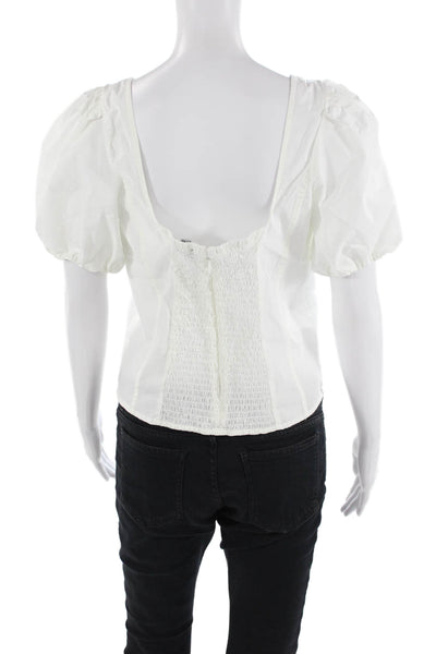 J Crew Womens Square Neck Short Sleeve White Button Blouse Size 6