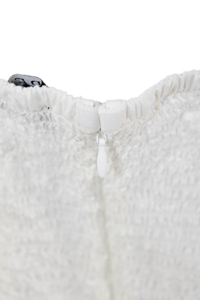 J Crew Womens Square Neck Short Sleeve White Button Blouse Size 6