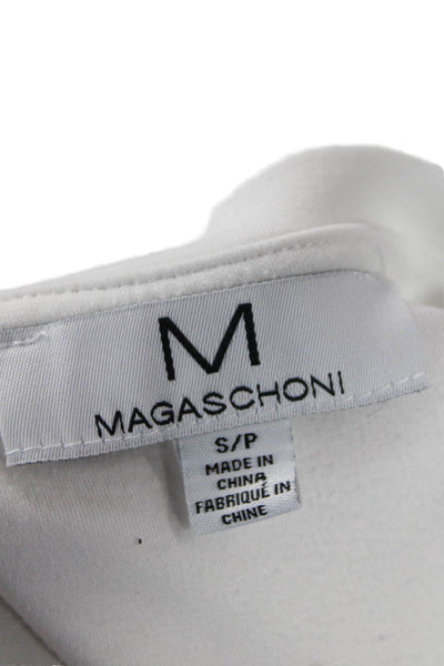 Magaschoni Women Pullover Sweatshirt White Crew Neck Long Sleeve Size S