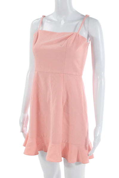 French Connection Women Fit&Flare Mini Dress Pink Square Neck Sleeveless Size 4