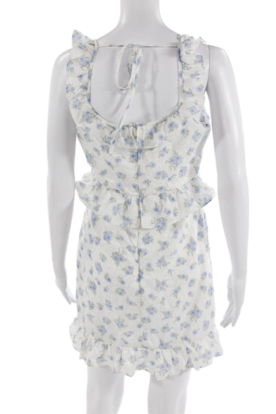 Storia Women Sundress White Floral Square Neck Sleeveless Knee Length Size M