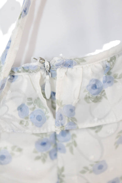 Storia Women Sundress White Floral Square Neck Sleeveless Knee Length Size M
