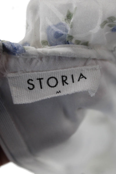 Storia Women Sundress White Floral Square Neck Sleeveless Knee Length Size M