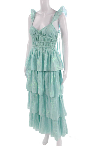 Saylor Women Maxi Sundress Light Blue V-Neck Sleeveless Beach Size S