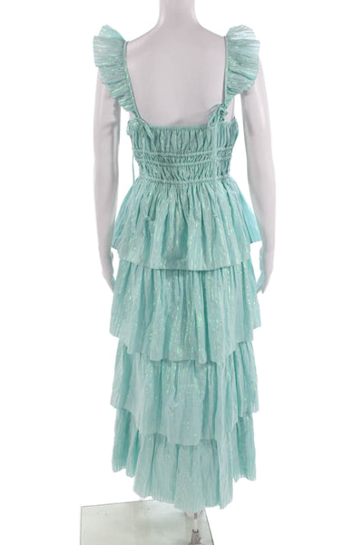 Saylor Women Maxi Sundress Light Blue V-Neck Sleeveless Beach Size S