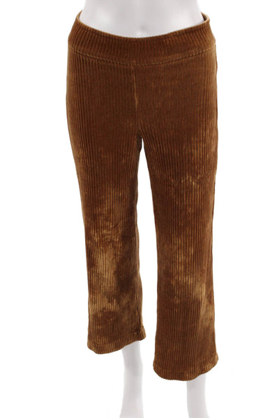 Avenue Montaigne Women Cropped Striped Brown Pants Size 2