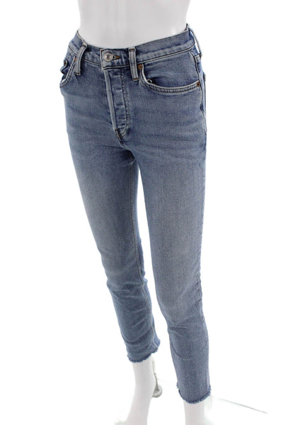 Re/Done Women Cropped Ankle Skinny Jeans Blue Size 24