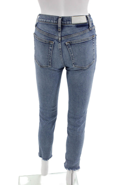 Re/Done Women Cropped Ankle Skinny Jeans Blue Size 24
