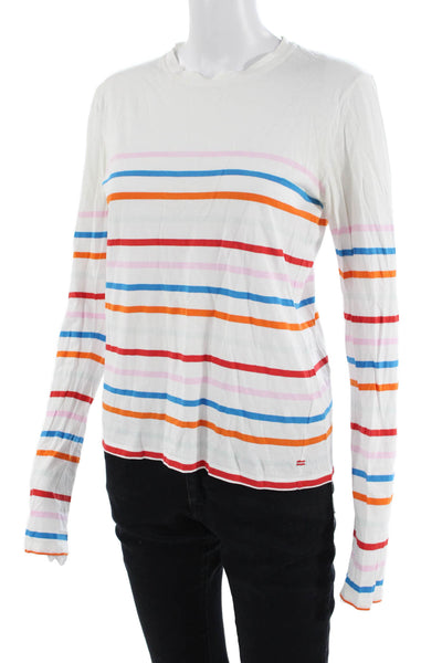 La Ligne Womens Striped White Jersey Long Sleeve Crew Neck Top Size XS